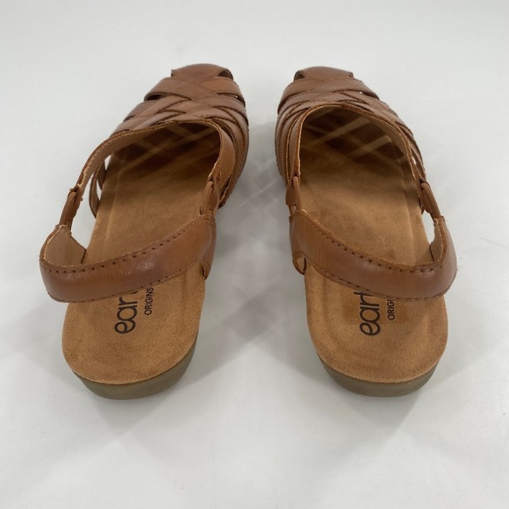 Earth Origins Berri Sandal Womens 10N Leather Brown Woven Slingback Comfort Shoe - Picture 6 of 7